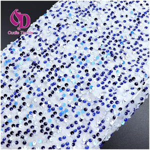 Stock multi-couleurs Polyester Spandex velours paillettes broderie tissu 5mm paillettes velours tissu pour femmes robes formelles - Product Image 3