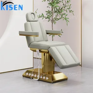 Kisen, mesa de masaje de esteticista de Oro Verde de lujo, muebles de salón de belleza, cama de pestañas, cosmético, Spa eléctrico, masaje Facial de belleza Be