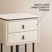 Table de toilette moderne minimaliste en chêne massif, durable, avec tiroirs de rangement, en cuir crème de luxe, pour chambre à coucher
