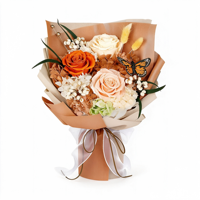 Bouquet de roses éternelles, roses réelles préservées, boîte cadeau, vente en gros pour la Saint-Valentin, anniversaire, OEM