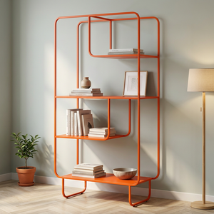 Librero Metálico Desconstruktivista Moderno <span class=keywords><strong>de</strong></span> Altura Ajustable con 4 Estantes <span class=keywords><strong>para</strong></span> Hogar, <span class=keywords><strong>Oficina</strong></span> y Sala <span class=keywords><strong>de</strong></span> Estar, Fácil <span class=keywords><strong>de</strong></span> Armar - Product Image 1