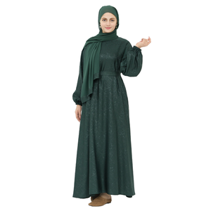 Elegante Abaya Verde Modesta de Manga Larga, Corte Regular, para Uso Diario, Vestido Tradicional Musulmán para Mujer, Antiarrugas - Product Image 1