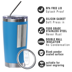 20 oz Stainless Steel Tumbler, Vacuum Insulated Travel Mug with Lid, Powder Coated-Red - Product Image 6