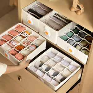 Caja de almacenamiento de ropa interior para bebé Cottonway, cuadrada grande con compartimentos apilables para calcetines y ropa de 0 a 12 meses, diseño de dibujos animados - Product Image 4