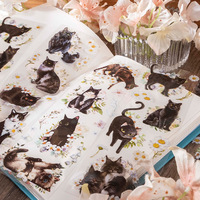 Lot de 6 pièces d'autocollants de décoration pour animaux de compagnie, série aventure de chat, thème de chat, DIY bricolage, mignon, dessin animé, 6 choix