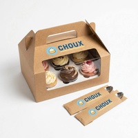 Solution d'emballage tout-en-un pour pâtisseries : Boîte à gâteau personnalisée en papier kraft avec fenêtre, sac en papier, autocollant et ruban adhésif avec votre logo de marque