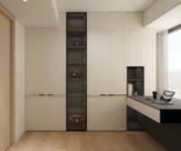 Armario de Lujo con Tocador Integrado, Armario Modular Personalizado, Mueble de Madera Moderno para Dormitorio