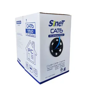 Bulk-Ethernet 4-Paar Cat6 Utp 24 AWG-Kabel Massives blankes Kupfer 23AWG 0,57mm Cat6-Drahtkabel Plenum 305m Box Utp Cat 6e