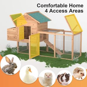Outdoor Large Breed Chicken Coop 2-4 Chickens Wooden Ventilated Hen House Poultry <b>Pet</b> Hutch <b>Run</b> Waterproof Roof - Product Image 4
