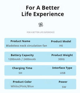 Suministro de aire de 360 grados, ventilador de techo sin aspas con cuello de anillo en forma de U, pantalla digital, ventilador de cuello sin aspas portátil - Product Image 6