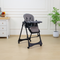 Chaise haute pliable pour bébé, réglable en hauteur, inclinable, avec plateau double amovible, coussin en PU et roulettes
