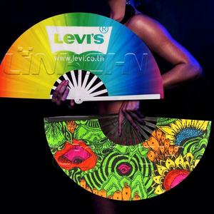 Venta CALIENTE Clack Rave Abanicos De Mano Ventilador Plegable De Mano Reactivo UV - Product Image 4