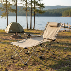 Outdoor Camping Separable Lounge Chair Folding Lying Chairs Portable Fishing Backrest Chair Recliner <b>Table</b> Stool Kit - Product Image 1