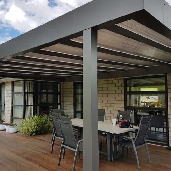 Pérgola de aluminio retráctil para exteriores, perfiles de extrusión Bioclimática, aleación de aluminio 6063-T5, 2,0mm-3,0mm, revestimiento de potencia de PVC para verano