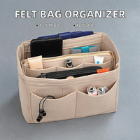 Sac de maquillage en feutre beige classique, sac de voyage, organiseur de toilette, pochette, sac à main, design classique, ensemble d'organisateurs en tissu pour le salon