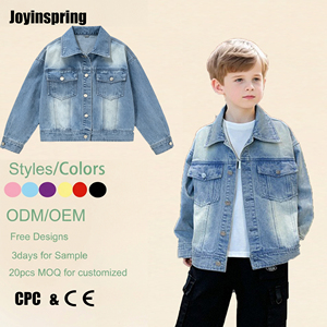 Veste en jean délavée vintage surdimensionnée pour enfants, style camionneur, pour garçons et filles de 3 à 16 ans, manteau en jean décontracté pour jeunes, vente en gros - Product Image 1