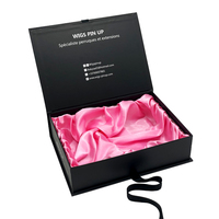 Boîtes d'emballage de luxe personnalisées en gros pour perruques noires, extensions de cheveux, vêtements, boîtes cadeaux, boîtes pour vêtements, insert en satin avec ruban