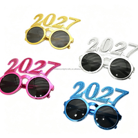 Neujahrsparty-Brillen mit Runden Glitzer-Gläsern und 2027-Zahl, Neuartige Sonnenbrillen für Weihnachten und Silvester, Fotorequisiten, Festliche Dekoration