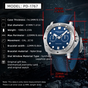 PAGANI DESIGN 1767 Montre mécanique automatique tendance 2023, montres de business, acier inoxydable, saphir, 200 m, montre de plongée pour homme - Product Image 5