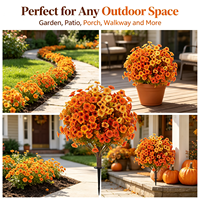 Boule de topiaire artificielle en fleurs d'automne avec piquets de fixation au sol, résistante aux UV, fausses plantes pour décoration extérieure, porche, jardin, cour, patio