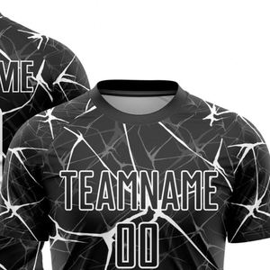 Camiseta de Fútbol con Patrón Abstracto Negro, Manga Corta, Transpirable, de Secado Rápido, Uniforme Deportivo Ligero para Entrenamiento y Partido - Product Image 4
