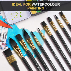 NOUVEAU Ensemble de pinceaux professionnels en nylon multi-pointes de qualité supérieure, manche en bois <span class=keywords><strong>noir</strong></span>, pour peinture acrylique et <span class=keywords><strong>aquarelle</strong></span>, 10 pièces - Product Image 5