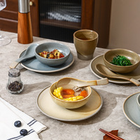 Service de vaisselle en céramique haut de gamme pour hôtel et restaurant, ensembles de vaisselle créatifs en porcelaine peinte à la main, 4 pièces