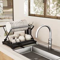 Étagère pliable multifonctionnelle pour ranger les bols de cuisine, étagère pour évier, séchoir à vaisselle avec égouttoir