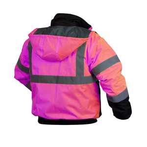 Hi Vis Safety <b>Jacket</b> with Hood Reflective Strips for Roadside Construction <b>Workers</b> - Product Image 5