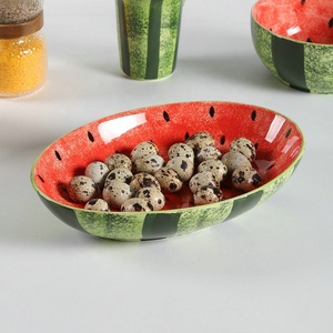 Plato Ovalado Moderno de Alta Gama para Pescado, Sandía o Fruta, Vajilla de Cerámica Pintada a Mano con Color Bajo Esmalte para Fiestas - Product Image 4