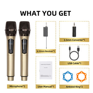 Sistema de Micrófono Inalámbrico Profesional W102, con Cancelación de Ruido y Luces LED, para Karaoke y Uso en Escenario - Product Image 5