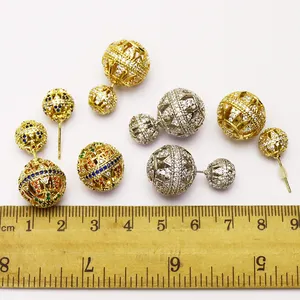 10mm הולו זהב ממצאי 18k מצופה האחרון עיצוב כדור Stud עגילים
