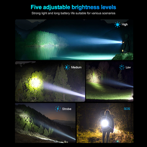 WOSEN Aluminum Alloy Diving Flashlight Amphibious <b>Lighting</b> Magnetic Rotary Switch 5 Brightness Modes Practical Dive Flashlight - Product Image 5