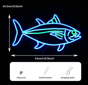ไฟ<span class=keywords><strong>นีออน</strong></span> LED <span class=keywords><strong>ปลา</strong></span>สีฟ้า RGB ปรับแต่งได้มีตัวอักษรสัญญาณควบคุมระยะไกลติดผนังในร่ม/กลางแจ้งสำหรับสำนักงานร้านค้า - Product Image 5