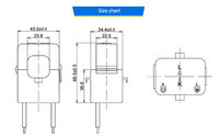 HEYI Transformateur de courant à noyau divisé KCT-24 pour fenêtre de 24mm Pince CT fendue sur transformateur de courant
