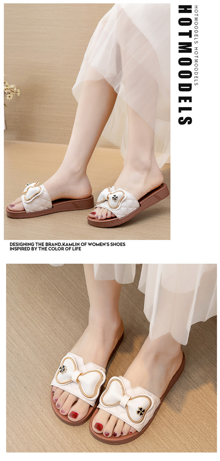 Summer Bow Sandals Lady Casual Shoes Non-slip Beach Flat Platform Slippers Women