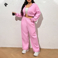 L801156 Fabricants de vêtements sur mesure grande taille pour femmes veste à capuche zippée et pantalon de survêtement ensemble de survêtement ensembles pour femmes