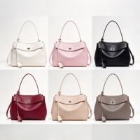 Sacs à main en cuir de vachette véritable, directement de l'usine, pour femmes, classiques, avec fermoir tournant, sac à bandoulière, sac fourre-tout 3-en-1, sac à main à poignée supérieure, OEM ODM