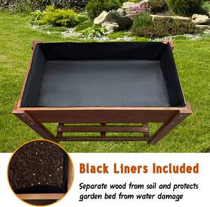 Kit de lit de jardin surélevé en cèdre avec pieds, boîte de jardinière en <span class=keywords><strong>bois</strong></span> surélevée d'extérieur avec rangement pour étagère, plante de fleur végétale - Product Image 5