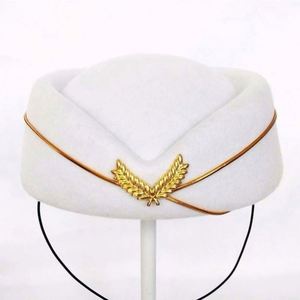 Stewardess <b>Beret</b> Hat for Women Silk Screen Printed Formal Uniform Four Seasons Use Adjustable Fit Party Cosplay Costume - Product Image 5