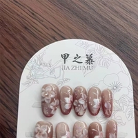 JIAZHIMU Vente en gros de faux ongles en acrylique faits à la main, formes amande et stiletto, motif papillon, emballage personnalisé
