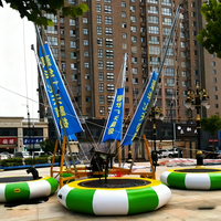 Trampolín Inflable con Ruedas, Estilo Parque de Diversiones, Equipo de Salto de Alta Calidad, Material PP para Uso en Interiores y Exteriores