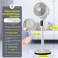 Ventilateur électrique à commande vocale 3D-Ventilateur de sol puissant et silencieux DC domestique-avec fonction de refroidissement d'aromathérapie