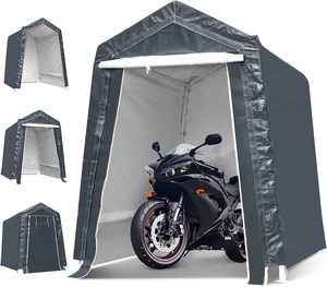 Abri de <span class=keywords><strong>moto</strong></span> et de voiture portable 6x8x7 pieds, imperméable aux UV, ignifuge, couverture de stockage, <span class=keywords><strong>abris</strong></span> de camping, auvent, abri de jardin, nature - Product Image 2