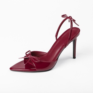 Sandalias elegantes y a la moda de estilo francés para mujer, con punta en pico, tacón alto, lazo, duraderas y sexys con punta abierta. - Product Image 5