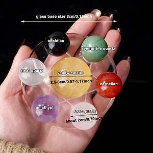 Boule <span class=keywords><strong>de</strong></span> <span class=keywords><strong>cristal</strong></span> artisanale <span class=keywords><strong>Sept</strong></span> Étoiles en gros avec base en verre transparent pour collection <span class=keywords><strong>de</strong></span> cristaux, ornement <span class=keywords><strong>de</strong></span> table, équilibrage énergétique - Product Image 2