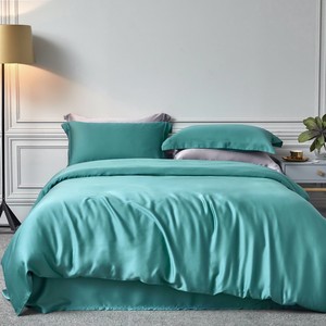 Taie d'oreiller grise de luxe satin queen size 180cm fibre de lyocell couleur unie drap de lit vert ensemble de literie grossiste - Product Image 1