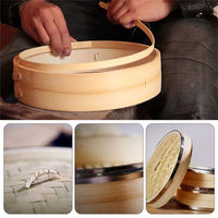Panier vapeur en bambou écologique Newell de 10 pouces avec couvercle, capacité de 6 L, 2 niveaux, pour raviolis, dim sum et pain vapeur