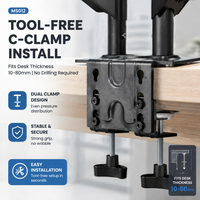 Soporte de Monitor Doble de Alta Resistencia para Pantallas de 17 a 32 Pulgadas, Resorte Mecánico, Montaje con Abrazadera en Escritorio, VESA 75x75 100x100
