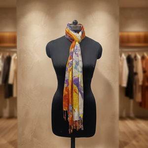 Viscose <b>Pashmina</b> Shawl Long Printed Traditional Scarf Fringe Wrap for Women Autumn Winter Gift - Product Image 3